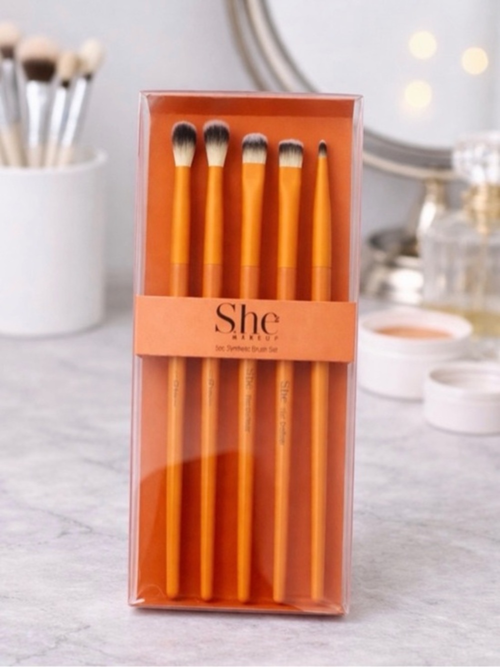 SHE Makeup Orange Synthetic Brush Set - 5 Piece